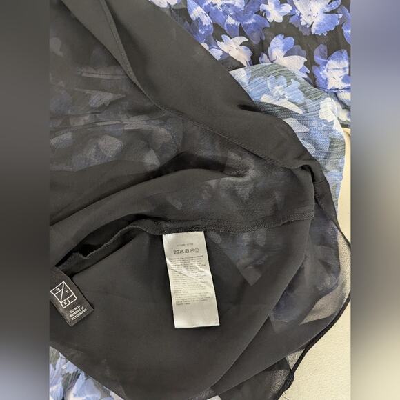 Rtr sz6 ML Monique Lhuillier Melanie Dress floral printed v-neck dark midnight - Picture 8 of 10